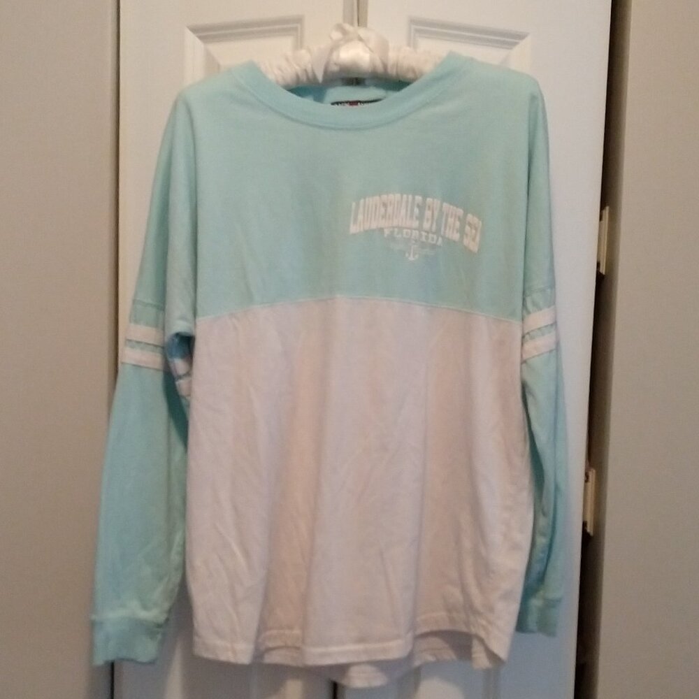 "Lauderdale By the Sea" Basix of America two tone long sleeve shirt
